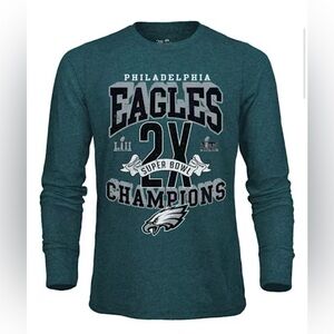 Philadelphia Eagles Football Super Bowl Champions Green Long Sleeve T Shirt XL